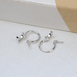 Boucles d'oreilles en argent S925, forme de cuillère, avec perle, bijoux tendance, composants de fabrication de bijoux, 8-10, crochet d'oreille, support vide pour bricolage, 1249 - Product Image 2