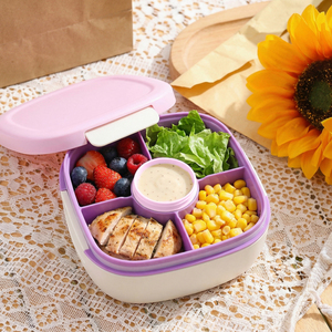 Boîte à lunch bento en plastique éco-responsable Everich sans BPA, 5 compartiments, pour les enfants à l'école, compatible micro-ondes et avec couvercles <span class=keywords><strong>de</strong></span> conservation inclus - Product Image 4