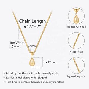Ultimi gioielli in acciaio inossidabile placcato oro 18 carati catena rotonda goccia d'acqua ciondolo goccia di pioggia alla moda per le donne collana festa P233396 - Product Image 3