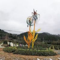 Sculpture d'énergie cinétique en métal en forme de fleur art de sculpture électrocinétique avec moteur