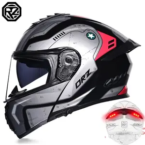 2023 Orz Evo Mũ Bảo Hiểm Xe Máy Đầy Đủ-Mặt Ống Kính Đôi Modular Mũ Bảo Hiểm Casco Para Moto Certificado Dot Với Đèn LED Tín Hiệu Đèn