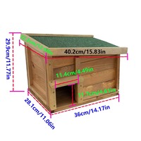 Maison pour hérissons en bois naturel écologique toutes saisons, forme carrée, motif uni, abri pour petits animaux, toit en feutre, cage pour animaux de compagnie avec bouton