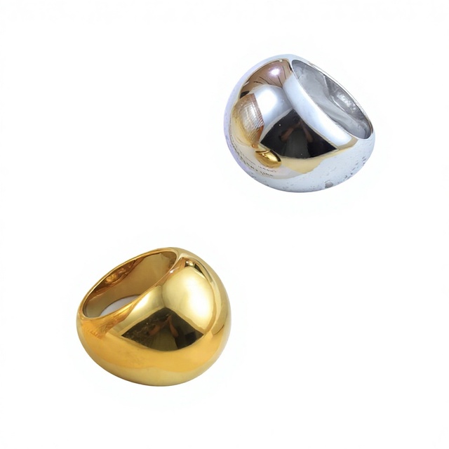 2024 New Model Unisex Large Curved Exaggerated High-Grade Polished Cast Ring Stainless Steel with 18K Gold Plating