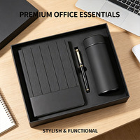 Ensemble cadeau d'affaires A5 personnalisable avec écran LED, tasse, carnet, stylo, couverture en cuir PU, style relié, promotion d'entreprise, sérigraphie