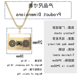 Collier pendentif Boombox en acier inoxydable pour homme Yunnique, couleur or, design géométrique, bijoux tendance FY306 pour un usage décontracté - Product Image 2