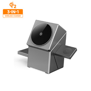 Viña Estación de Carga Inalámbrica 3-en-1 Qi2 TRUE 15W, <span class=keywords><strong>Cargador</strong></span> Inalámbrico Rápido Magnético 5W, CA 15W, PD, Soporte para Teléfono - Product Image 5