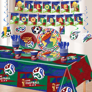 Ensemble de vaisselle jetable sur le thème de la Coupe du Monde de football 2026, idéal pour les clubs de supporters, les fêtes de football et la décoration de <span class=keywords><strong>table</strong></span>. - Product Image 3