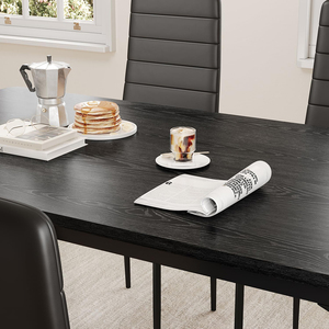 ชุดโต๊ะอาหารสีดำ 5 ชิ้น สำหรับ 4 ที่นั่ง ชุดโต๊ะครัวพร้อมเก้าอี้หุ้มหนัง PU 4 ตัว - Product Image 4