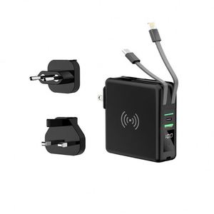 PD22.5W/20W Fast <b>Charging</b> 10000Mah Portable Magnetic Wireless Charger 3-In-1 Adapter Power Bank Built-In 2 Cables LED Display - Product Image 1
