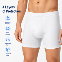 Sous-vêtements de contrôle urinaire 200ML à marque privée, anti-fuites, sans ouverture frontale, 4 couches, type boxer