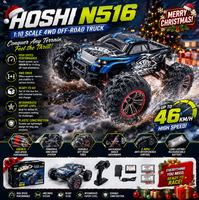 2xBatterie HOSHI N516 Bleu/Vert 1/10 46KM/H 4WD Voiture télécommandée Monster Truck RC haute vitesse tout-terrain RTR pour cadeaux de Noël