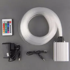 Twinkle Rgb White Led Fiber Optic Lights kit bundle With Mixed Dia Optical Fiber Strands Harness For Home Cinema Car