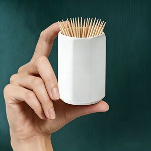 Porta Palillos de Cerámica Blanca Octogonal con Tapa de 4x7.5cm para Vajilla de Hotel y Restaurante - Product Image 4