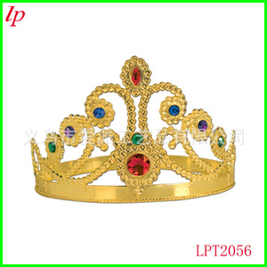 LPP2054 Couronne royale dorée en plastique, diadème de princesse, accessoire de costume pour fête d'anniversaire - Product Image 2