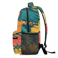 Sac à dos léger à imprimé hibiscus hawaïen, sac à dos en polyester entièrement imprimé avec bretelles réglables pour les voyages et l'école