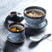 Cocotte en céramique de style japonais, pot à vapeur, bol à soupe, petite soupière en céramique avec théière