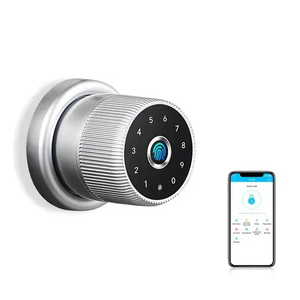 Apartment Office Biometric Fingerprint TTlock Zinc Alloy Wood <strong>Door</strong> Round <strong>Knob</strong> <strong>Digital</strong> Smart Cloud <strong>Door</strong> Lock - Product Image 1