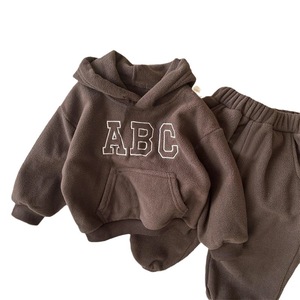 ABC Hoodie Moyen Pull pour Garçons Filles Nouvelle Lettre Enfants Automne Hiver Plus Cachemire Casual Suit Preppy Style Toile - Product Image 1