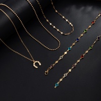 Ensemble de colliers superposés bohèmes multicolores avec pendentif fer à cheval en chaîne de cristaux pour hommes, accessoires de bijoux rétro pour le quotidien masculin