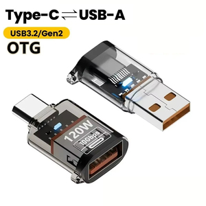 Adaptador USB 3.2 a Tipo C OTG, Carga Rápida de 120W, Transferencia de Datos y Audio de Alta Velocidad de <span class=keywords><strong>10GB</strong></span> para PC, Tablet, Xiaomi, Huawei, Convertidor USB C - Product Image 1