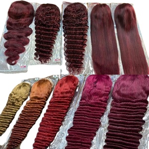 Peluca de Cabello Brasileño con Frente de Encaje 13x4, Color Rojo Vino Borgoña 99J, 18 Pulgadas, Ondulado Profundo, Pre-Desplumada, para Mujeres Negras, Venta al Por Mayor - Product Image 1