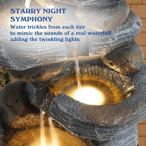 <span class=keywords><strong>Fontaine</strong></span> d'eau extérieure en cascade à 6 niveaux pour patio, <span class=keywords><strong>jardin</strong></span>, terrasse, véranda, décoration de <span class=keywords><strong>jardin</strong></span>, durable, avec lumières LED - Product Image 2