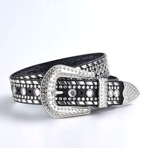 高級ウエスタンカウボーイクリスタルをちりばめたPUメタルベルトダイヤモンド付きジーンズシントデストラス用 - Product Image 3