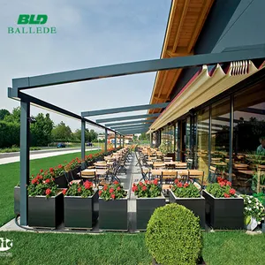 Tragaluz deslizante comercial automático Patio recinto restaurante sistema de techo telescópico retráctil para exteriores