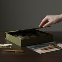 Boîte Cadeau Rigide en Carton avec Fermeture Magnétique, Emballage USB pour Album Photo en Lin Vert et Taille Personnalisée