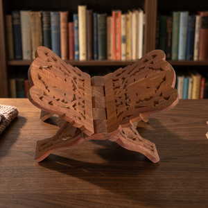 Traditional <b>Foldable</b> Carved Wooden Quran Holder Stand with Quran Reading Design for Home Mosque Office Religious Use - Product Image 6