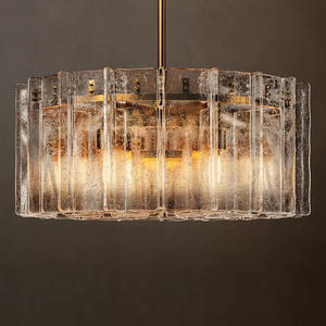 37" Round Clear Solid Glass Chandelier Living Room Dining Room Luxury <b>Post</b>-modern Big Chandelier - Product Image 1