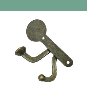 Gancho Doble Plegable Vintage de Aleación de Zinc para Montar en la Pared, 98x37mm, Bronce Antiguo - Product Image 3