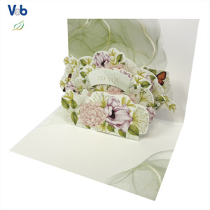 Carte de vœux d'anniversaire à fleurs mélangées, pop-up, faite à la main, écologique - Product Image 1