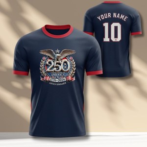 Maglietta per tifosi di calcio USA 250° Anniversario 2026 Personalizzabile con Nome e Numero - Product Image 1
