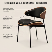 Chaises de salle à manger minimalistes italiennes de style vintage haut de gamme avec dossiers solides pour salons/salles à manger - Nouveau ensemble de salle à manger