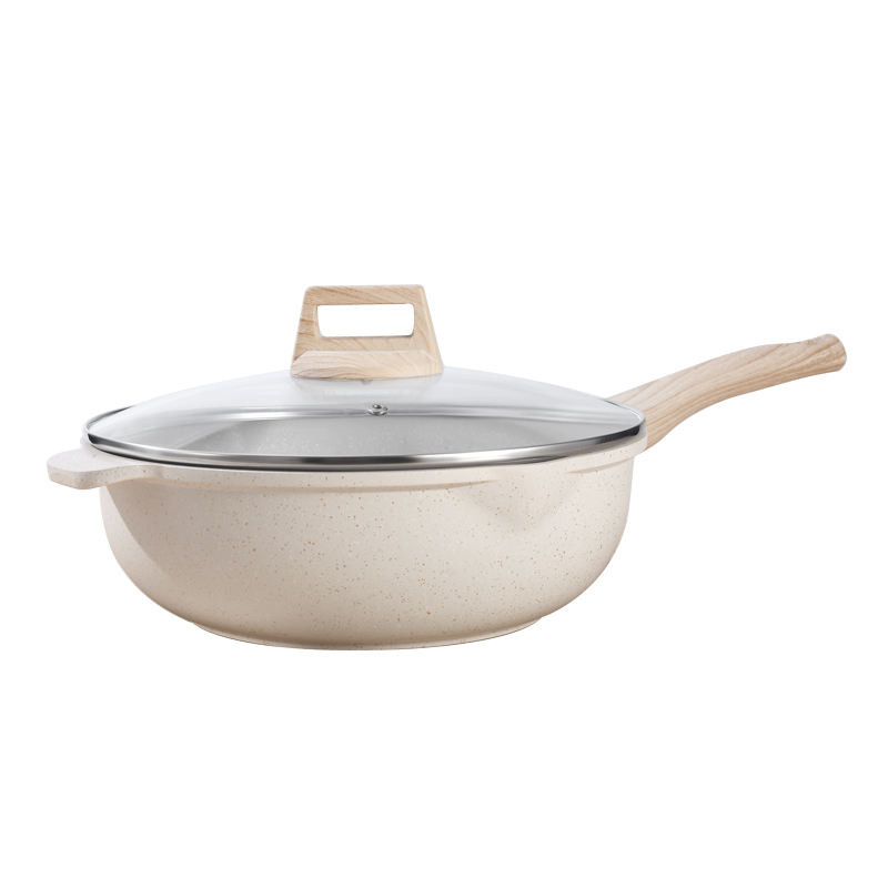 Beige 28cm deep fry pan
