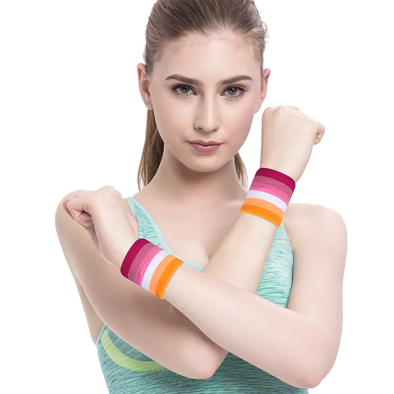 Best selling sports wrist guard new fashion wrist bands customized rainbow wristband