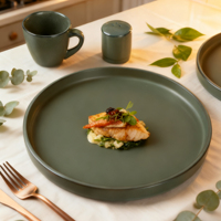 Ensemble de vaisselle en céramique moderne pour restaurant et hôtel, assiettes rondes en porcelaine émaillée de couleur, plats de service