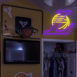 Laker Basketball Team Logo LED Neon Light Sign Decoración de pared para hombre Cave Bar <span class=keywords><strong>Pub</strong></span> Teen Boys' Game Room Regalos de cumpleaños para hombres - Product Image 6