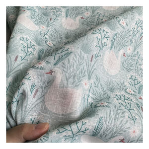 Tela <span class=keywords><strong>de</strong></span> <span class=keywords><strong>Lino</strong></span> Italiano con Diseño Clásico <span class=keywords><strong>de</strong></span> Cisne, Impresión Digital 100% <span class=keywords><strong>Lino</strong></span>, Venta al por Mayor <span class=keywords><strong>para</strong></span> Confección, Directo <span class=keywords><strong>de</strong></span> Fábrica - Product Image 5