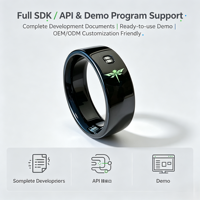 Bague Intelligente en Céramique Noire Effet Miroir Brillant Étanche IP68 Anti-Poussière Transcription Vocale IA Prise en Charge SDK API Démo OEM Télécommande