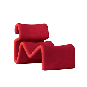Ashion-silla reclinable curvada de tela de terciopelo para sala de estar, muebles de diseño, Color Rojo - Product Image 1