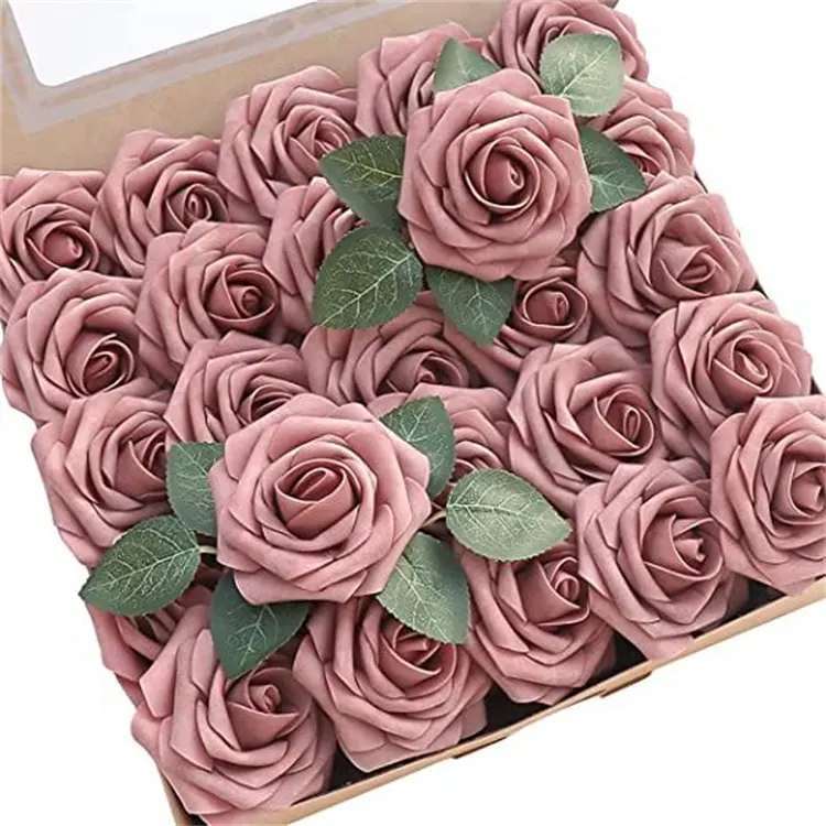 RG-497 Foam Roses Bulk With Stem Artificial Flower Foam Roses PE Roses for DIY Wedding Bride Bouquet
