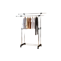 Séchoir à linge pliable et rétractable en acier inoxydable à tige unique pour sol intérieur