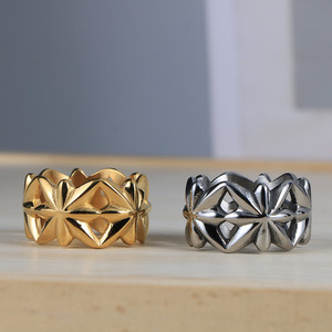 Men's <b>Titanium</b> Steel <b>Ring</b> Hollow Plant Pattern Fashion Jewelry SA1025 - Product Image 3