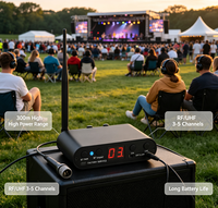 Émetteur de sonorisation HIFI 300M pour soirées Silent Disco avec Bluetooth, entrée XLR, écran LCD, UHF/RF, stationnaire, rechargeable T90Pro