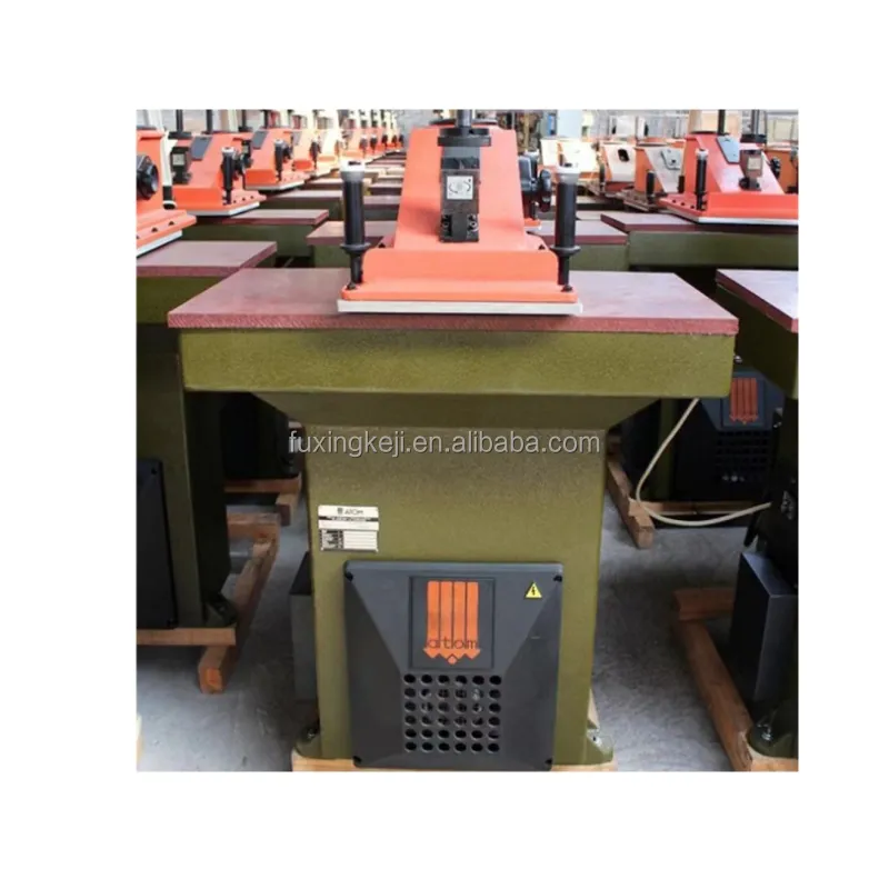 Used ATOMs SE15 15ton leather cutting machine hydraulic punching machine swing arm clicker press shoe die cutting machine