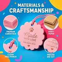 Étiquette volante personnalisée en papier pour emballage de produits pour animaux de compagnie, étiquette de prix pour boutique, avec coins arrondis et perforée