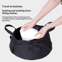 Bassin pliable en nylon imperméable pour les voyages et l'extérieur, portable, léger, petit format, avec fonction de lavage des pieds et du visage
