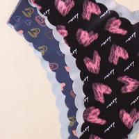 Lot de 5 culottes string ultra-fines en soie glacée, sans couture, taille mi-haute, motif lettres, respirantes, en nylon et coton, pour jeunes filles